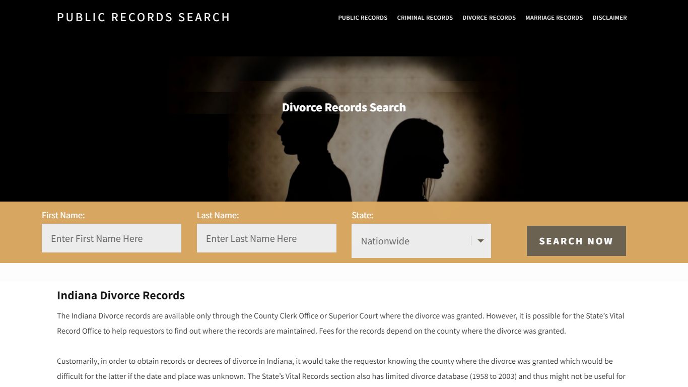 Indiana Divorce Records | Enter Name and Search | 14 Days Free